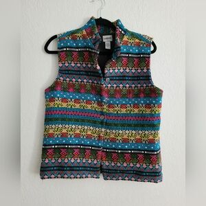 Vintage Chico's colorful embroidered southwestern aztec vest | size 1